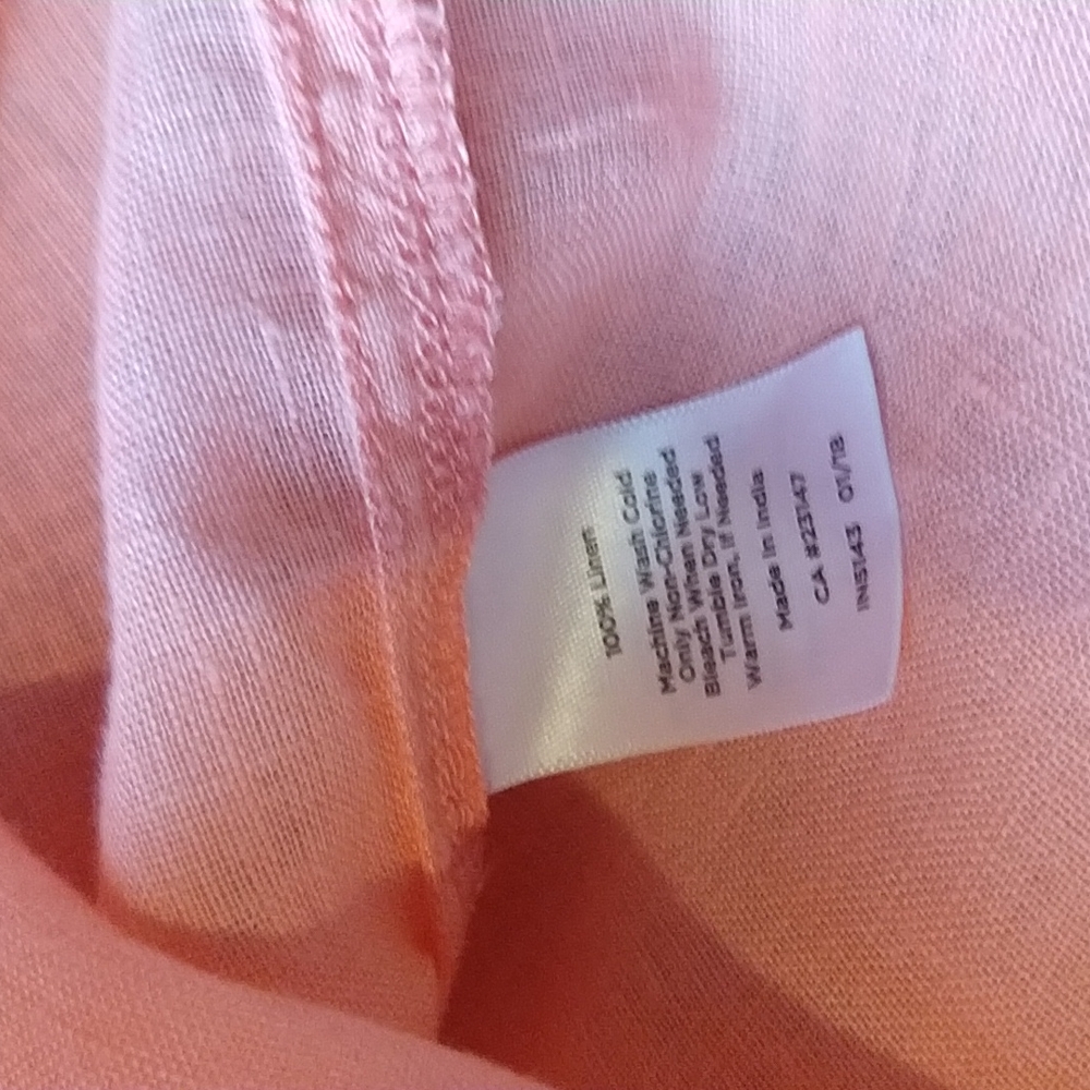 Talbots 100% Linen Coral Natural Fiber Short Sleeve Top Shirt Large - Picture 5 of 7